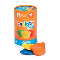 ✅ Carioca Teddy Crayons Pack de 12 crayons de couleur - Certifiés à partir de 12 mois - Conçus pour entraîne en stock