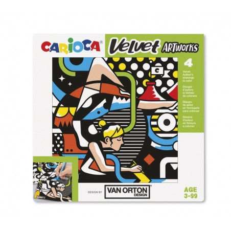 ✅ Pack Carioca Velvet Van Orton Street Pack de 4 Illustrations en Velours à Colorier - Texture Douce - Dévelop en stock