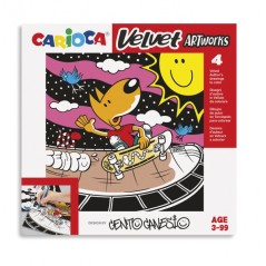 ✅ Carioca Pack de 4 Illustrations en Velours à Colorier - Texture Douce - Développe la Dextérité et la Créa en stock