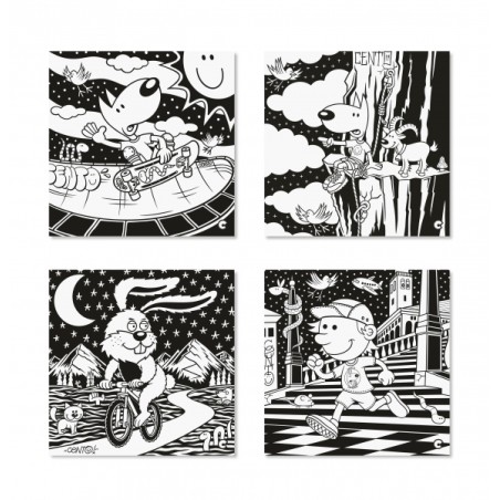 Carioca Pack de 4 Illustrations en Velours à Colorier - Texture Douce - Développe la Dextérité et la Créativité - Collaboration