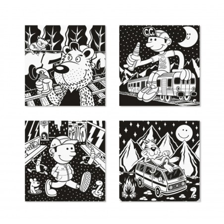 Carioca Velvet Centograffiti Pack de 4 Illustrations en Velours à Colorier - Texture Douce - Développe la Dextérité et la