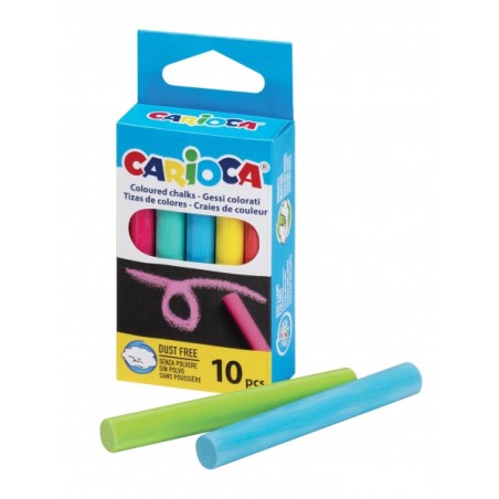 ✅ Carioca Lot de 10 craies standards – Sans poussière – Couleurs vives – Lavables – Faciles à effacer en stock