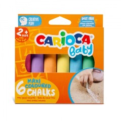✅ Carioca Maxi Multicolor Baby Craies Lot de 6 craies - Sans poussière - Certifiées à partir de 24 mois - Cou en stock