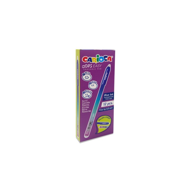 Carioca Oops Easy Pack de 12 Feutres Effaçables - Encre Thermo-Sensible - Corps à Effet Dégradé - Pointe Ø 0,7 mm - Double