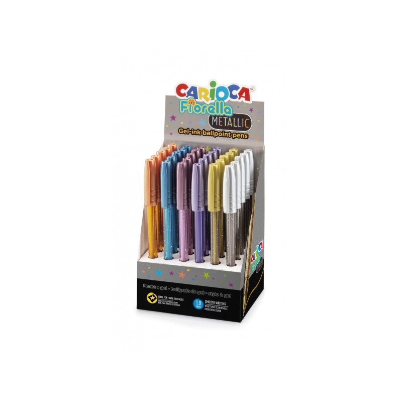 Stylos bille métallisés multicolores - Carioca Fiorella - Présentoir 30