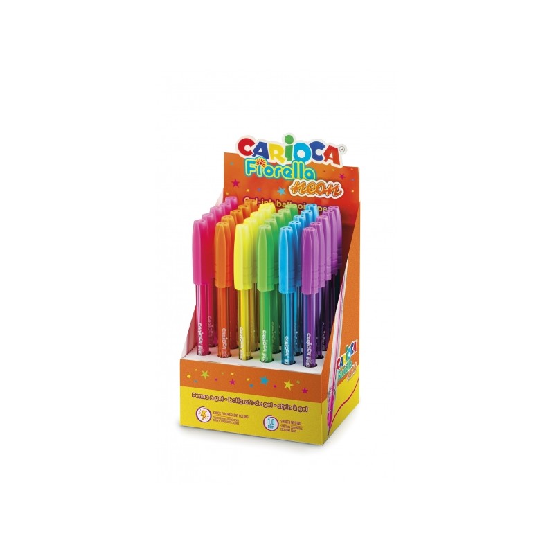 Stylos Néon Pointe Boule Multicolores - Carioca Fiorella