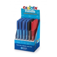 ✅ Présentoir de 30 Stylos Carioca Fiorella - Pointe Bille Ø 1mm - Corps Transparent Fluo - Écriture Lumineuse en stock