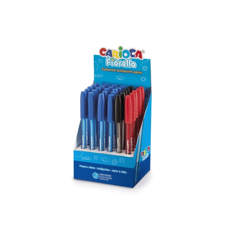 Stylos bille Carioca Fiorella 1mm - Présentoir 30 - Couleurs fluo

