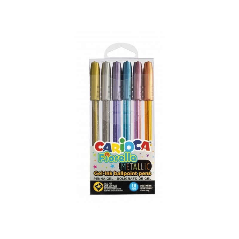 Stylos bille métalliques multicolores x6 - Carioca Fiorella