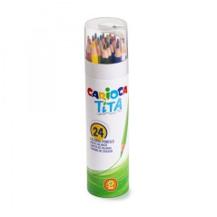 ✅ Carioca Tita Lot de 24 crayons en résine - Corps hexagonal - Couleurs vives et lavables - Écriture douce - T en stock