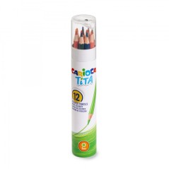 ✅ Carioca Tita Papertube Lot de 12 crayons en résine - Corps hexagonal - Couleurs vives et lavables - Écriture en stock