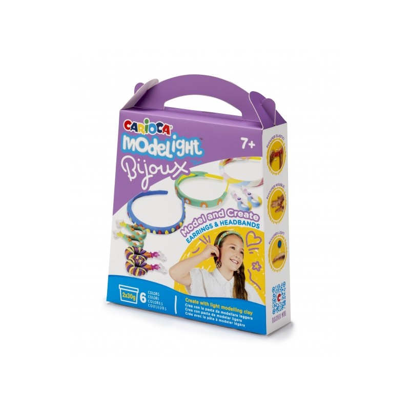 Carioca Modelight Bijoux Pack Création Bijoux - Pâte Super Légère et Malléable - Sans Gluten - Séchage à l'Air - Couleurs Vives