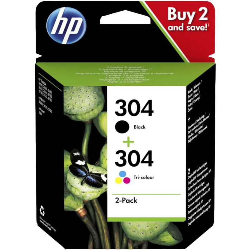 HP MultiPack 304 noir et couleur (3JB05AE) HP MultiPack 304 noir et couleur (3JB05AE)