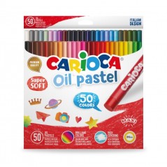 ✅ Carioca Lot de 50 Pastels à l'Huile - Couleurs Vives - Lavables - Résistants à la Lumière - Couvrants - Fa en stock