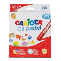 ✅ Carioca Lot de 24 pastels à l'huile - Couleurs vives - Lavables - Résistants à la lumière - Couvrants - Fa en stock
