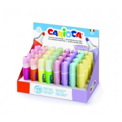 ✅ Carioca Memolight Présentoir de 32 Surligneurs - Couleurs Fluo et Pastel - Lumineux et Lavable - Encre à Bas en stock