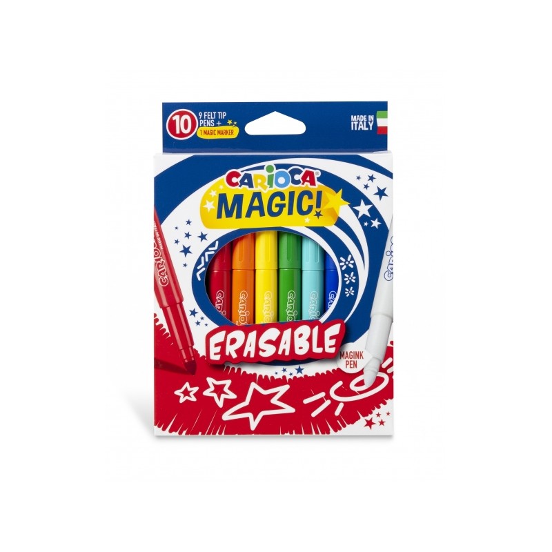 Carioca Magic Markers Pack de 10 marqueurs magiques effaçables - L'encre magique change de couleur - Comprend un marqueur
