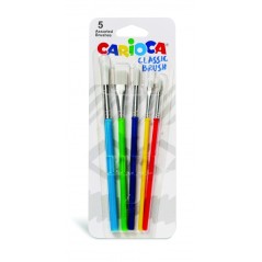 ✅ Carioca Brushes Lot de 5 pinceaux - Nylon - Poils doux et résistants - Parfait pour l'école - 5 tailles diff en stock