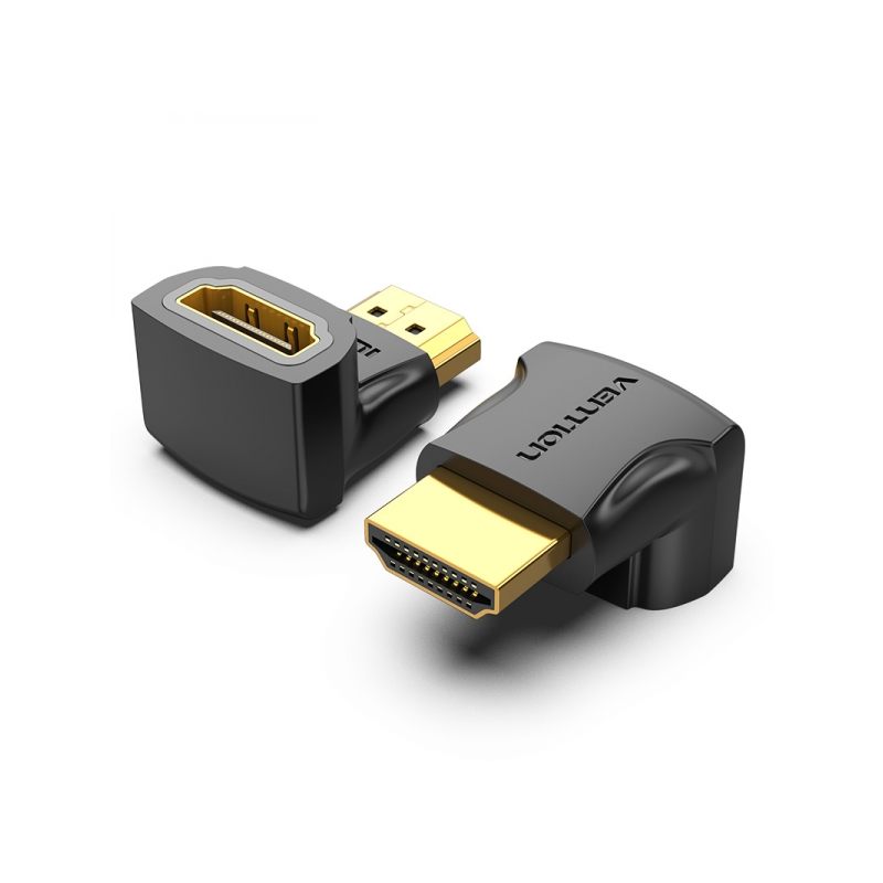 Adaptateur HDMI Mâle vers HDMI Femelle 90º 4K - Noir