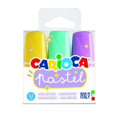 ✅ Carioca Minilight Pack de 3 Surligneurs Pastel - Encre à Base d'Eau et Lavable - Pointe Biseautée - Différe en stock