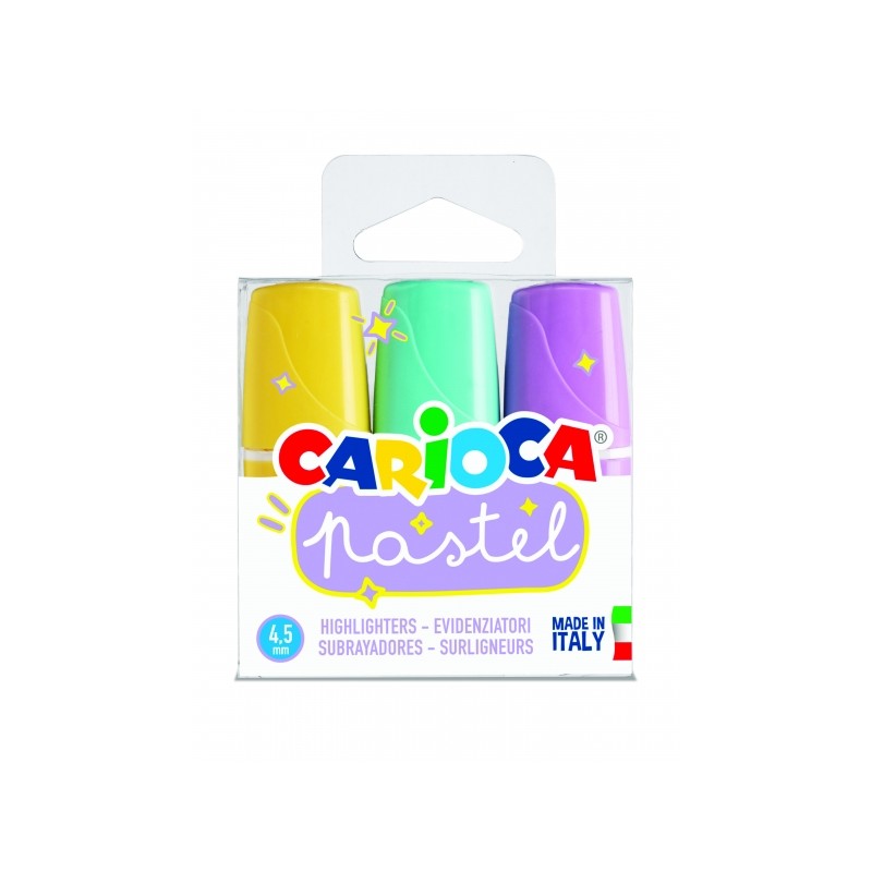 Surligneurs Pastel Carioca Minilight - Pack de 3 - Couleurs Assorties