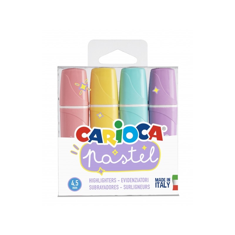 Surligneurs pastel Carioca Memolight - Pack de 4 - Couleurs variées