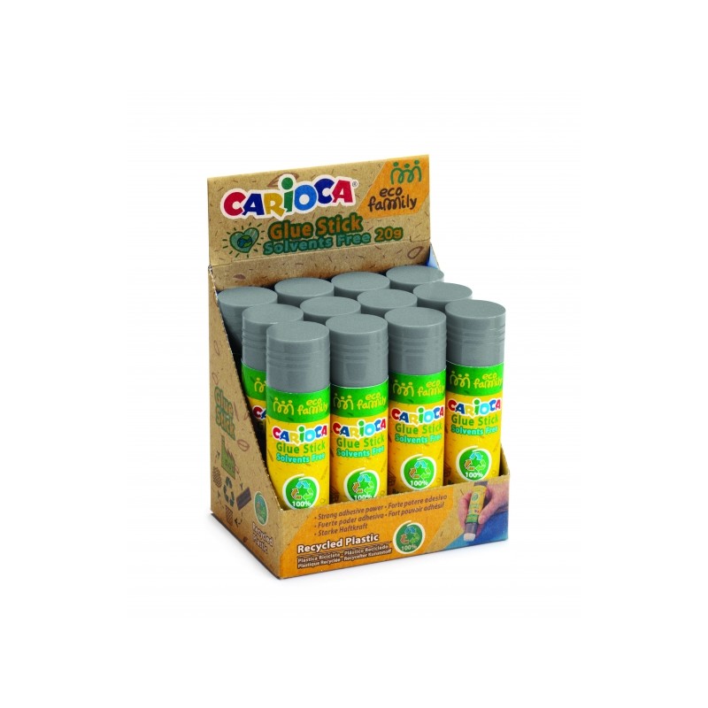 Carioca Eco Family Pack de 2 Sticks Colles - Idéal pour la Maison, l'École et le Bureau - Colle Papier, Photos et Tissus - Sans
