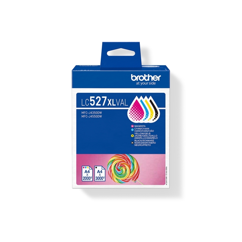 Brother LC527XLVAL pack de 4 cartouches d’encre (noir/cyan/magenta/jaune) (LC-527XLVAL)