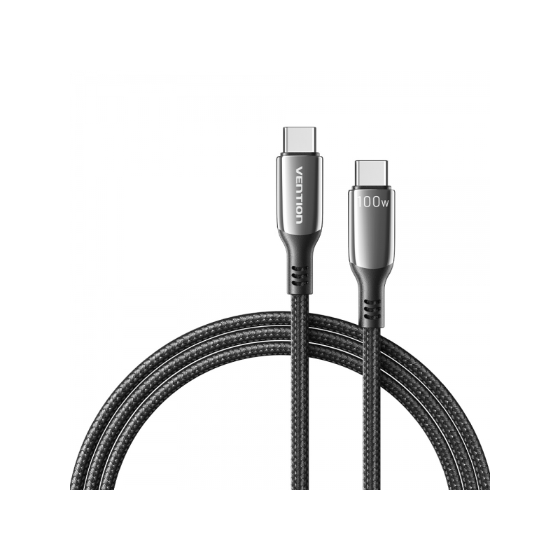 Câble Vention USB-C Mâle vers USB-C Mâle - 2m - 5A - PD100W - Couleur Noir