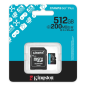 Carte Micro SDXC Kingston 512 Go UHS-I U3 V30 Classe 10 200 Mo/s Canvas Go Plus avec adaptateur