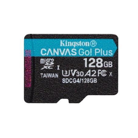 Carte Micro SDXC Kingston 128 Go UHS-I U3 V30 Classe 10 200 Mo/s Canvas Go Plus avec adaptateur