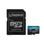 Carte Micro SDXC Kingston 64 Go UHS-I U3 V30 Classe 10 200 Mo/s Canvas Go Plus avec adaptateur