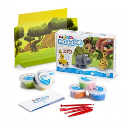 ✅ Carioca Pack Modelight Maxiplaybox Safari - Pâte de moulage légère et élastique - Sans gluten - Sèche à en stock