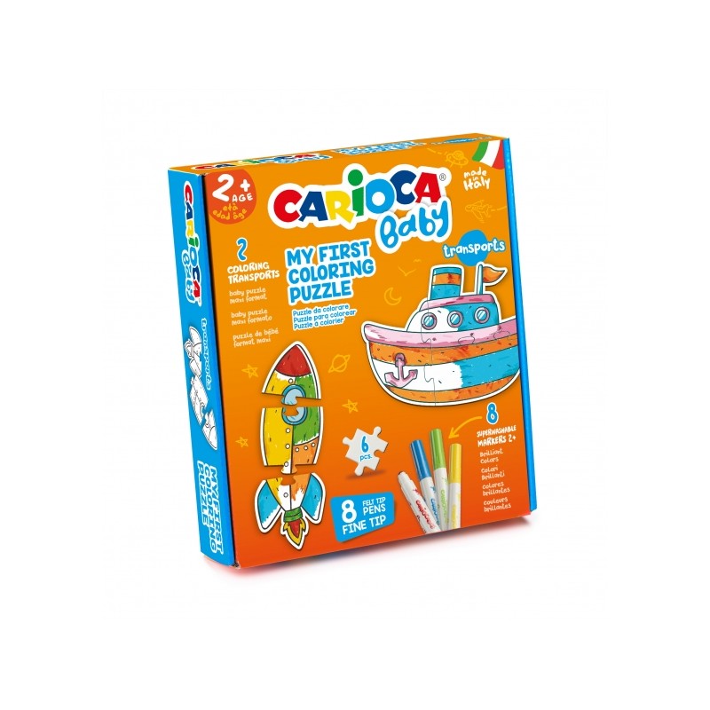 Carioca Puzzle à colorier Transports Baby 2+ Pack de puzzles pour enfants - 2 transports 3 pièces - 2 transports de référence