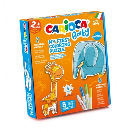 ✅ Carioca Puzzle à Colorier Animaux Bébé 2+ Pack de Puzzles Super Simples pour Enfants - 2 Animaux de 3 Pièc en stock