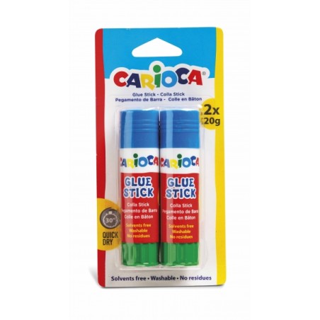 Carioca Pack de 2 Bâtons Colles - Idéal pour la Maison, l'École et le Bureau - Colle Papier, Photos et Tissus - Sans Solvant