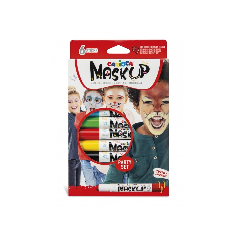 Carioca Mask Up Lot de 6 bâtons de couleurs de peau – Couleurs vives – Lavable – À base d'eau – Comprend 2 tutoriels étape par