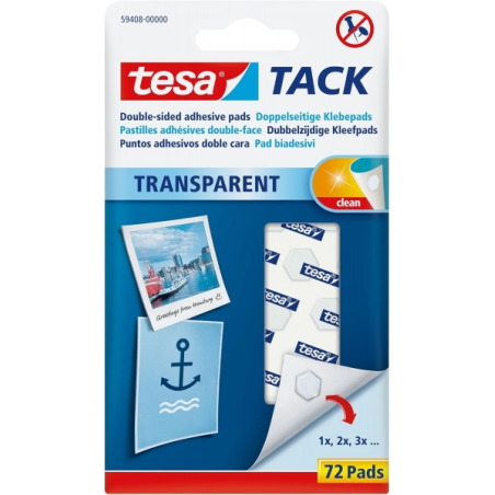 ✅ Tesa Tesatack Pack de 72 points adhésifs double face - Solide et propre - Transparent couleur Transparent en stock