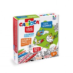✅ Carioca Create & Color Coloring Puzzle City & Jungle Pack de 35 pièces de coloriage double face - Dureté du en stock