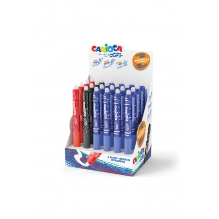 ✅ Carioca Oops Présentoir de 24 Stylos Effaçables Rétractables - Encre Thermo-Sensible - Grip Ergonomique Tri en stock