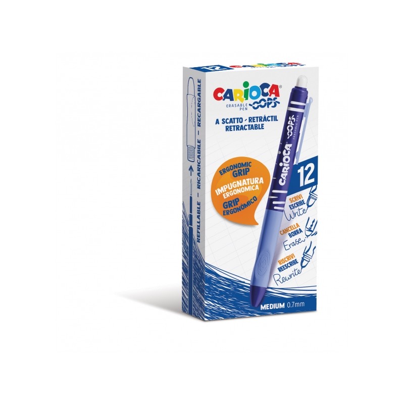 Stylos effaçables bleus 0,7 mm | Carioca Oops - Lot de 12