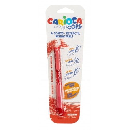 ✅ Stylo Effaçable Carioca Oops - Encre Thermo-Sensible - Grip Triangulaire Ergonomique - Pointe Ø 0,7 mm - Rec en stock