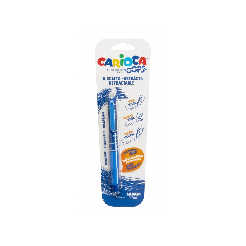 Stylo effaçable bleu Carioca Oops - Pointe 0,7 mm - Thermo sensible