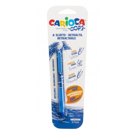 ✅ Stylo Effaçable Carioca Oops - Thermo Sensible - Prise Triangulaire Ergonomique - Pointe Ø 0,7 mm - Recharge en stock