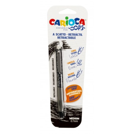 ✅ Stylo Effaçable Carioca Oops Blister - Thermo Sensible - Prise Triangulaire Ergonomique - Pointe 0,7 mm - Rec en stock