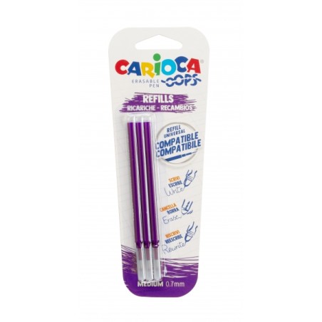 ✅ Carioca Oops Blister 3 Recharges pour Stylo Effaçable - Encre Thermo-Sensible - Pointe 0,7 mm - Recharges com en stock