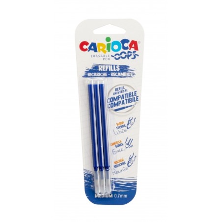 ✅ Carioca Oops Pack de 3 Recharges Stylo Effaçable - Encre Thermo-Sensible - Pointe 0,7 mm - Compatible avec Oo en stock