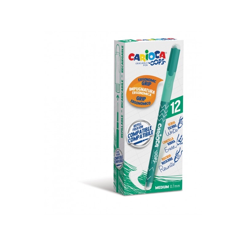 Stylos effaçables Carioca Oops - Lot de 12 - Vert - 0,7 mm