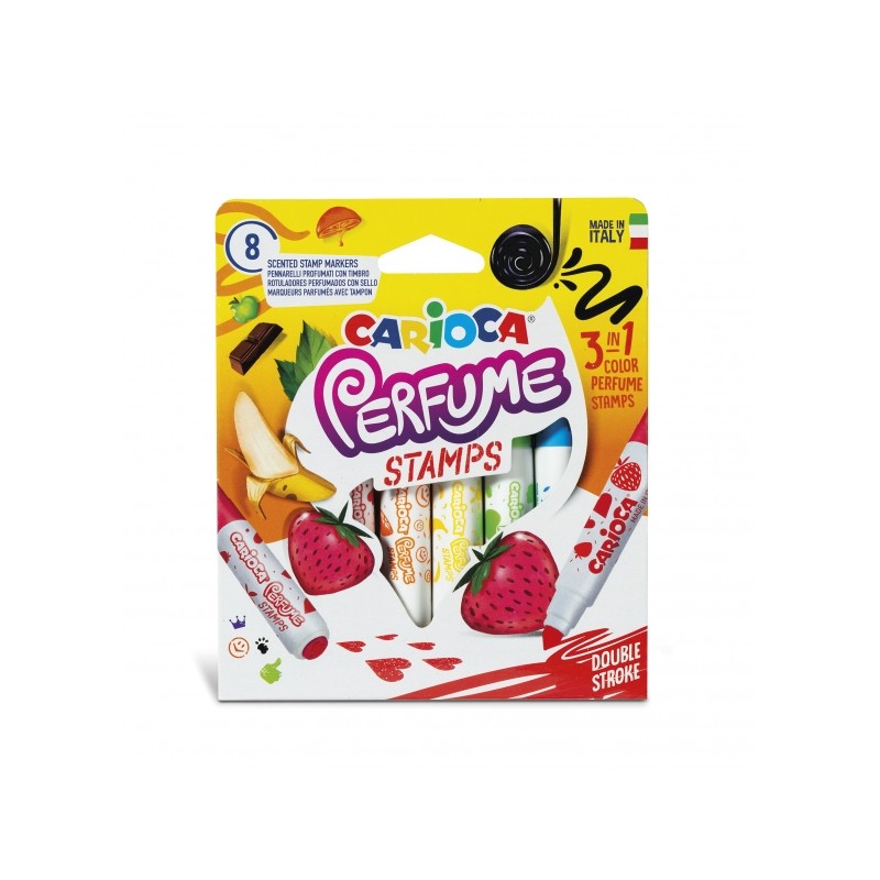 Carioca Lot de 8 marqueurs parfumés double pointe - Encre parfumée et lavable - Arômes naturels - Sans substances allergènes