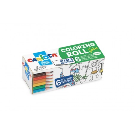 ✅ Carioca Mini rouleau de coloriage Jungle papier adhésif pour colorier - Applicable sur surfaces verticales ou en stock